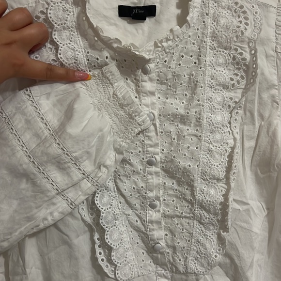 J crew white long sleeve blouse - Picture 2 of 3